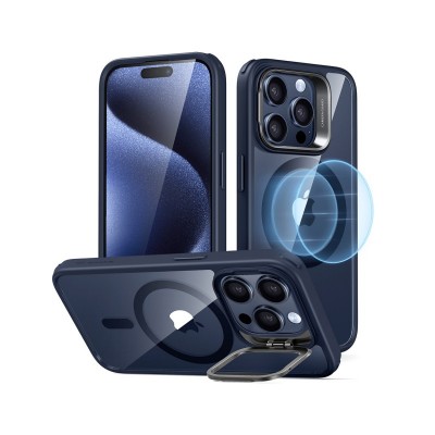 Husa iPhone 15 Pro, Esr Classic Halolock Cu Functie Magsafe, Protectie Si Stand La Camera, Blue